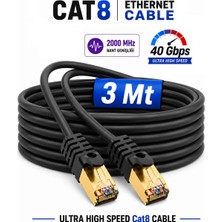 Vwin Cat8 Süper Hızlı 40 Gbps 2000 Mhz - 3 Metre - Internet Ağ Kablosu Ethernet Cable