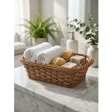 Nimaware Hasır Görünümlü Rattan Ekmek Sepeti Plastik Örgü Servis ve Sunum Sepeti (4 Model 2 Renk Seçeneği)