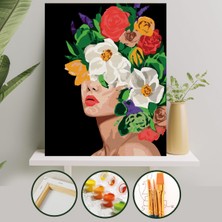 Palmiye Hobi Sanat Sayılarla Boyama 40x50 cm Tuval Seti Fırça Boya Dahil Çıtaya Gerili - Çiçek Deryası