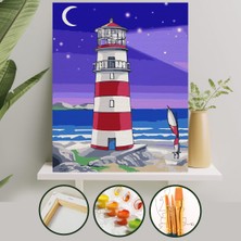 Palmiye Hobi Sanat Sayılarla Boyama Tuval Seti Fırça Boya Dahil (Çıtalı) 40x50 CM - Deniz Feneri