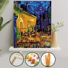 Palmiye Hobi Sanat 40x50 cm Cafe Terrace At Night Tuval Seti Fırça Boya Dahil Özellikli