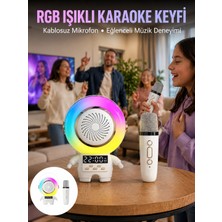 Mercora Tech Karaoke Özellikli Astronot Bluetooth Hoparlör Kablosuz Mikrofonlu