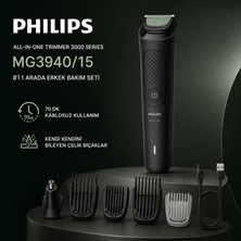 Philips MG3940/15 8'i 1 Arada Erkek Bakım Seti Siyah Renkli Kablosuz Kullanım ve 70 Dk Süre