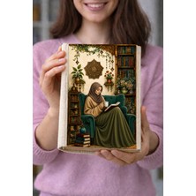 Baş Örtülü Kitap Kitap Okuyan Kız Temalı Bez Kitap Kılıfı – Baskılı Kumaş Kitap Kabı, Kitap Koruyucu