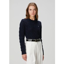Polo Ralph Lauren Koyu Mavi Saç Örgü Yün Kazak