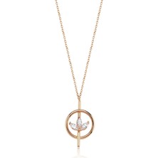 Hamza Yılmaz Jewelry Minimal Lotus Motifli 14 Ayar Rosegold Kadın Kolye