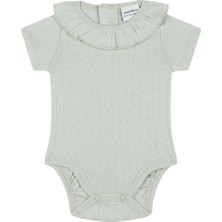 Antebies Mint Yeşili Jakar Fırfırlı Kısa Kollu Kız Bebek Body