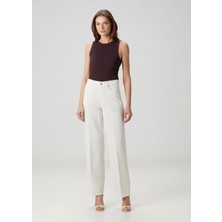 7 For All Mankind Stovepipe Straight Krem Jean Pantolon