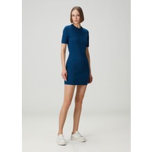 Michael Michael Kors Mavi Jakarlı Mini Saç Örgü Elbise