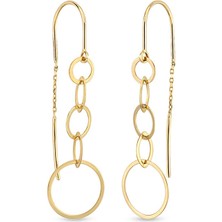 Orena Jewelry Circle Station 14 Ayar Altın Kadın Küpe