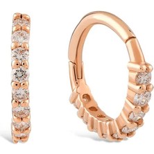 Meri Krutzo 8 Pırlanta Taşlı 14 Ayar Rose Gold Kadın Tek Piercing Küpe