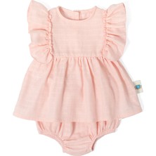 Deux Lapins %100 Pamuk Innocent Pink Müslin Fırfırlı Yazlık Kız Bebek Elbise