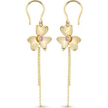 Orena Jewelry Pink Quartz 14 Ayar Altın Kadın Küpe