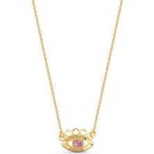 Orena Jewelry Pink Eye 14 Ayar Altın Kadın Kolye