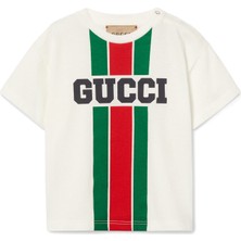 Gucci Beyaz Logo Baskılı Çocuk T-Shirt