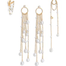 Duo De Larmes Yellow Gold Vermeil On Sterling Silver Kadın Gümüş Küpe