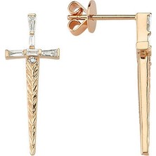 Bee Goddess Sword Kadın Xsmall Çift Baget Pırlanta Altın Küpe