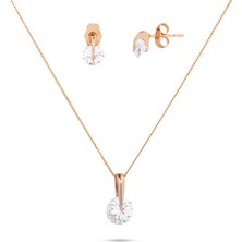 Chaseldor Laura Zirkon Taşlı Rose Gold Kaplama Kadın Bijuteri Set