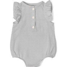 Deux Lapins Cotton Grey Müslin Kız Bebek Fırfırlı Kolsuz Tulum