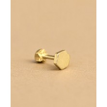 Sarezza Gold 14 Ayar Altın Altıgen Model Tragus Küpe