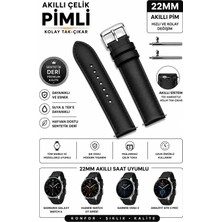 onlinekordon Samsung Gear Live Uyumlu 22MM Klasik Düz Siyah Akıllı Pimli Kolay Sök Tak Sentetik Deri Akıllı Saat Kordonu