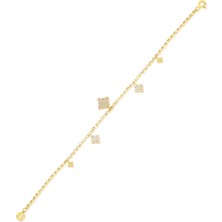 Nayra Jewelry Twinkle Swarovski Taşlı 14 Ayar Altın Kadın Bileklik