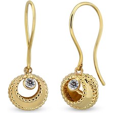 Orena Jewelry Zirkon Sallantılı 14 Ayar Kadın Altın Küpe