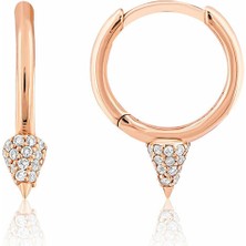 Venta Jewelry Pırlanta Taşlı 14 Ayar Rose Gold Kadın Halka Küpe