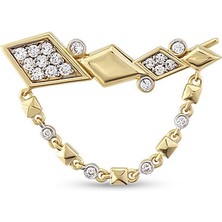 Rita Fine Jewelry Bloom Chain Pırlanta Taşlı 14 Ayar Altın Kadın Küpe