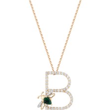Bee Goddess Letter B Kadın Altın Kolye