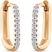 Safir Mücevher Pırlanta 14 Ayar Rose Gold Kadın Ataç Küpe