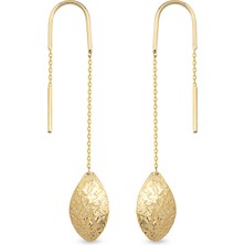 Orena Jewelry Threader Oval 14 Ayar Altın Kadın Küpe