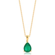 Venta Jewelry Yeşil Zümrüt Pırlanta Taşlı 18 Ayar Altın Kadın Kolye