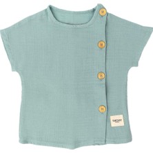 Totzee Camgöbeği Müslin Yandan Düğmeli Kısa Kollu Unisex Bebek Gömlek