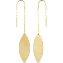 Orena Jewelry Oval Chain 14 Ayar Altın Kadın Küpe