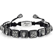 Boga Eagle/engraved 11MM Macrame Erkek Gümüş Bileklik