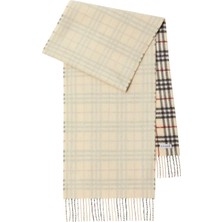 Burberry Reversible Check Krem Rengi Kaşmir Kadın Atkı