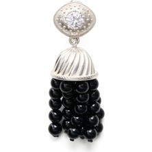Nackiye Extra Mini Onyx Taşlı Kadın Gümüş Küpe