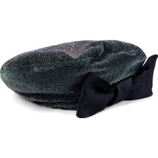 Sibi Hats The Bow And The Hat Lacivert Ipek Fiyonklu Kadın Beret Şapka