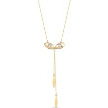 Orena Jewelry Luna Eye Taşlı 14 Ayar Altın Kadın Kolye
