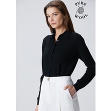  collection siyah yün polo triko