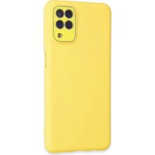 Bezos Galaxy A22 Kılıf Lansman Glass Kapak - Sarı