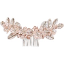 Beck Collection Liole Pembe Porselen Çiçek ve Kristal Taşlı Kadın Saç Aksesuarı