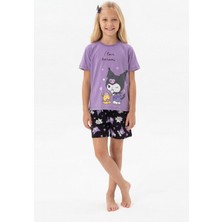 Alkın Kids 8-13 Yaş Kız Çocuk Karakter Baskılı %100 Pamuklu Kısa Kollu Şortlu Pijama Takımı