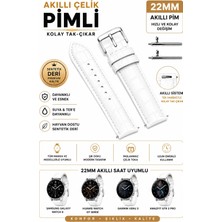 onlinekordon Amazfit Gtr 2 Uyumlu 22MM Beyaz Akıllı Pimli Kolay Sök Tak Sentetik Deri Akıllı Saat Kordonu Timsah Desenli