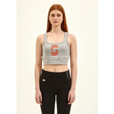 Nasaqu Açık Yaka Gri Krom Aktif Crop Top