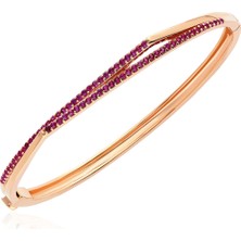 Nayra Jewelry Ruby Passion 18 Ayar Rose Altın Kaplama Kadın Kelepçe Bileklik
