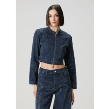 Academia Lacivert Taşlı Denim Mont