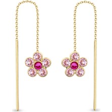 Orena Jewelry Pink Daisy 14 Ayar Altın Kadın Küpe