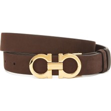 Ferragamo Koyu Kahverengi Kadın Deri Kemer